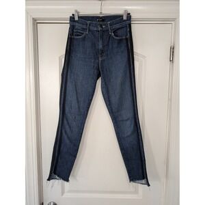 MOTHER Stunner Zip Ankle Step Fray Jeans Size 25 Sweeping Racer Wash Denim